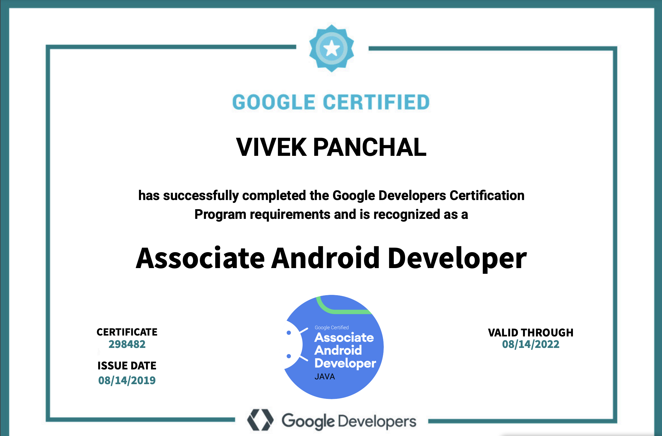 google certified associate android developer certification